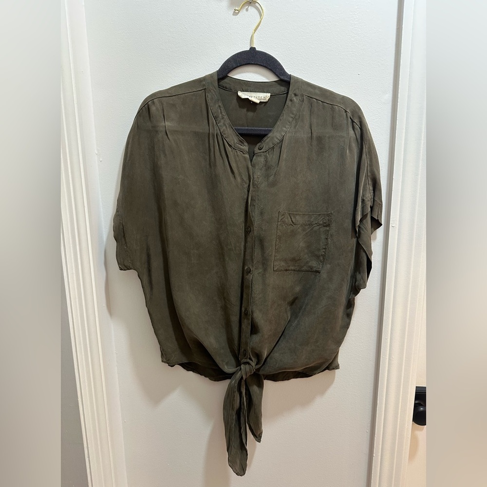 Lovestitch short sleeve tie front button down